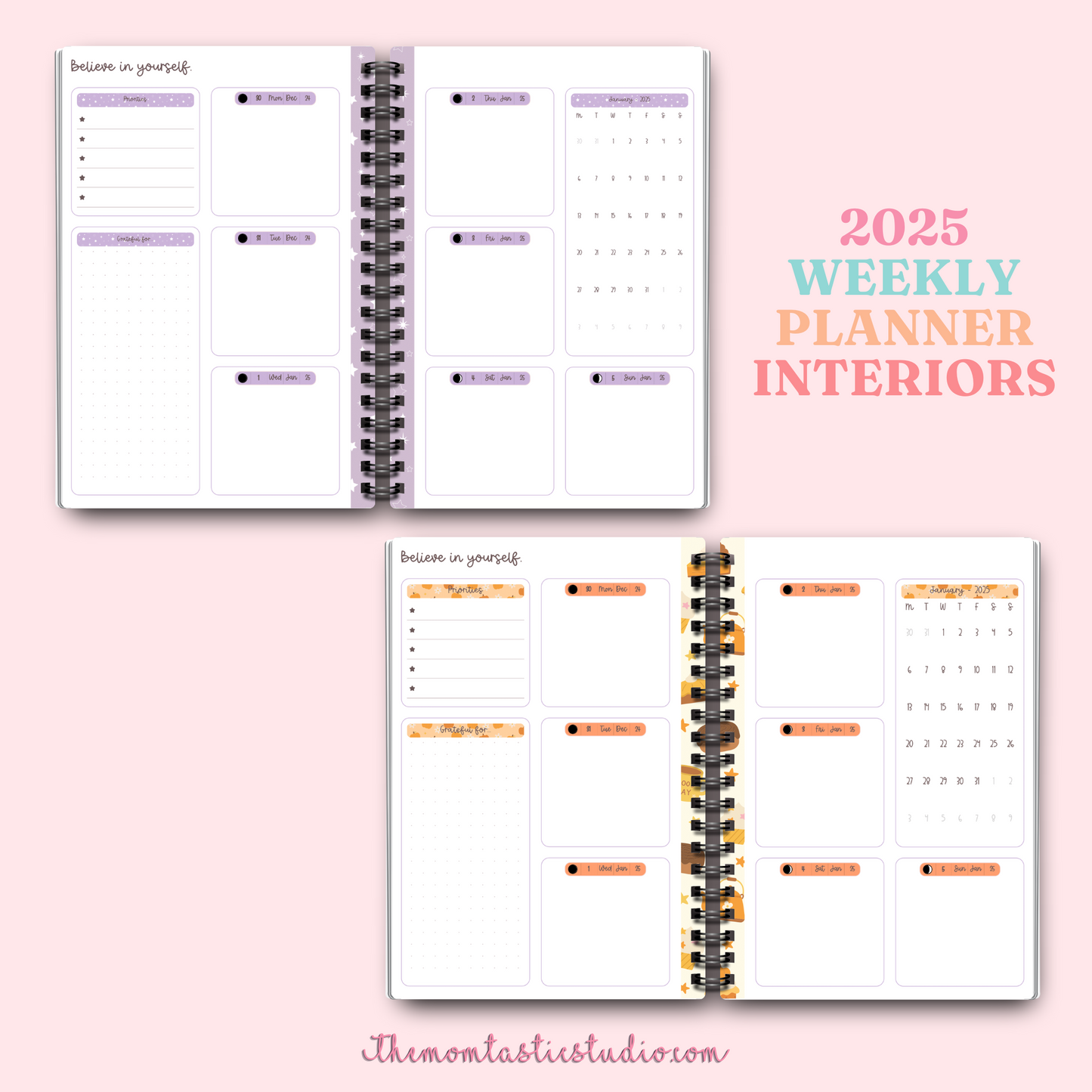 2025 Weekly Planner Spread - PDF File Only (A5) - Commercial Use