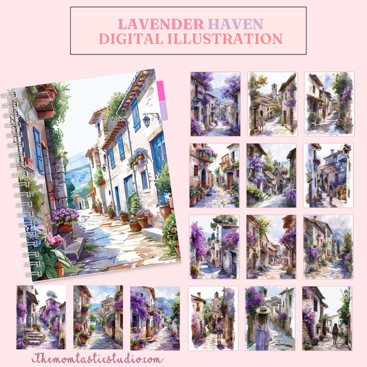Lavender Haven Digital Illustration 300DPI – Instant Download – Commercial Use