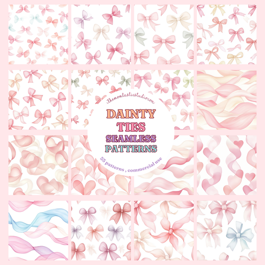Dainty Ties Seamless Patterns for Commercial Use, Digital Paper - 300 DPI