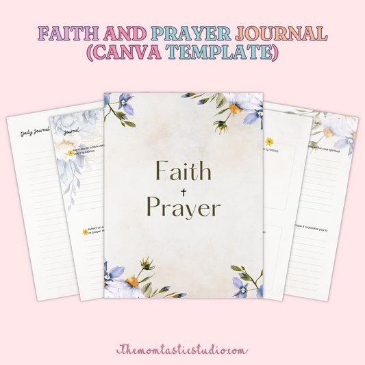 Faith and Prayer Journal with Prompts Canva Editable Template – Instant Download – Printable / Editable