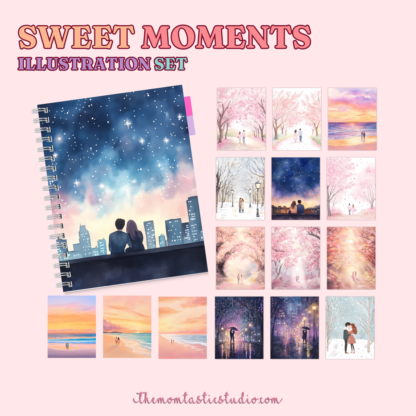 Sweet Moments Illustration Set - 300 DPI – Instant Download – Commercial Use