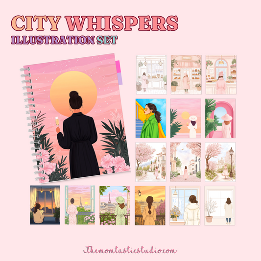 City Whispers Illustration Set - 300 DPI – Instant Download – Commercial Use