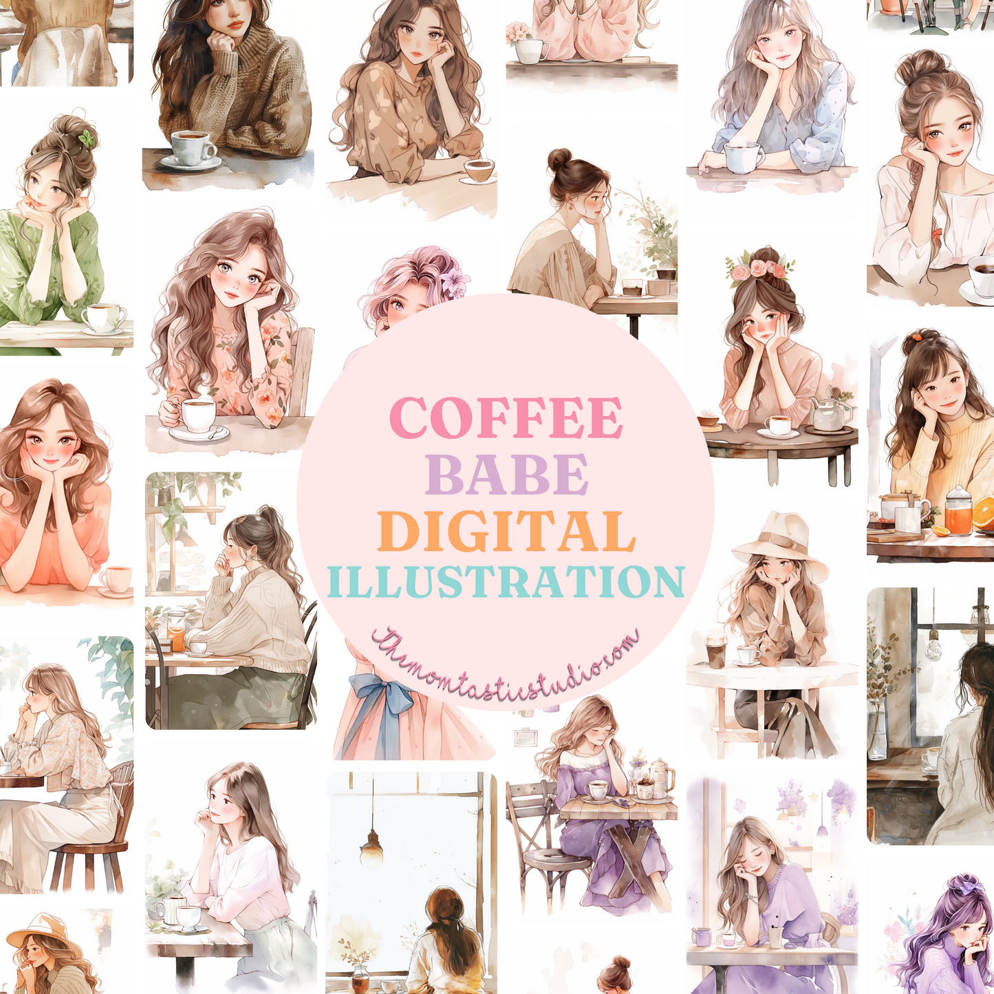 Coffee Babe Digital Illustration – Instant Download – Commercial Use (Copy)