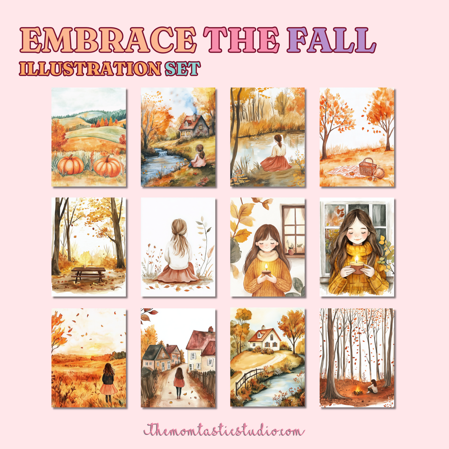 Embrace the Fall Digital Illustration Set - 300 DPI – Instant Download – Commercial Use