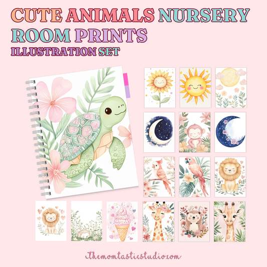 Cute Animals Nursery Room Prints - 300 DPI – Instant Download – PLR (Rights to Resell)