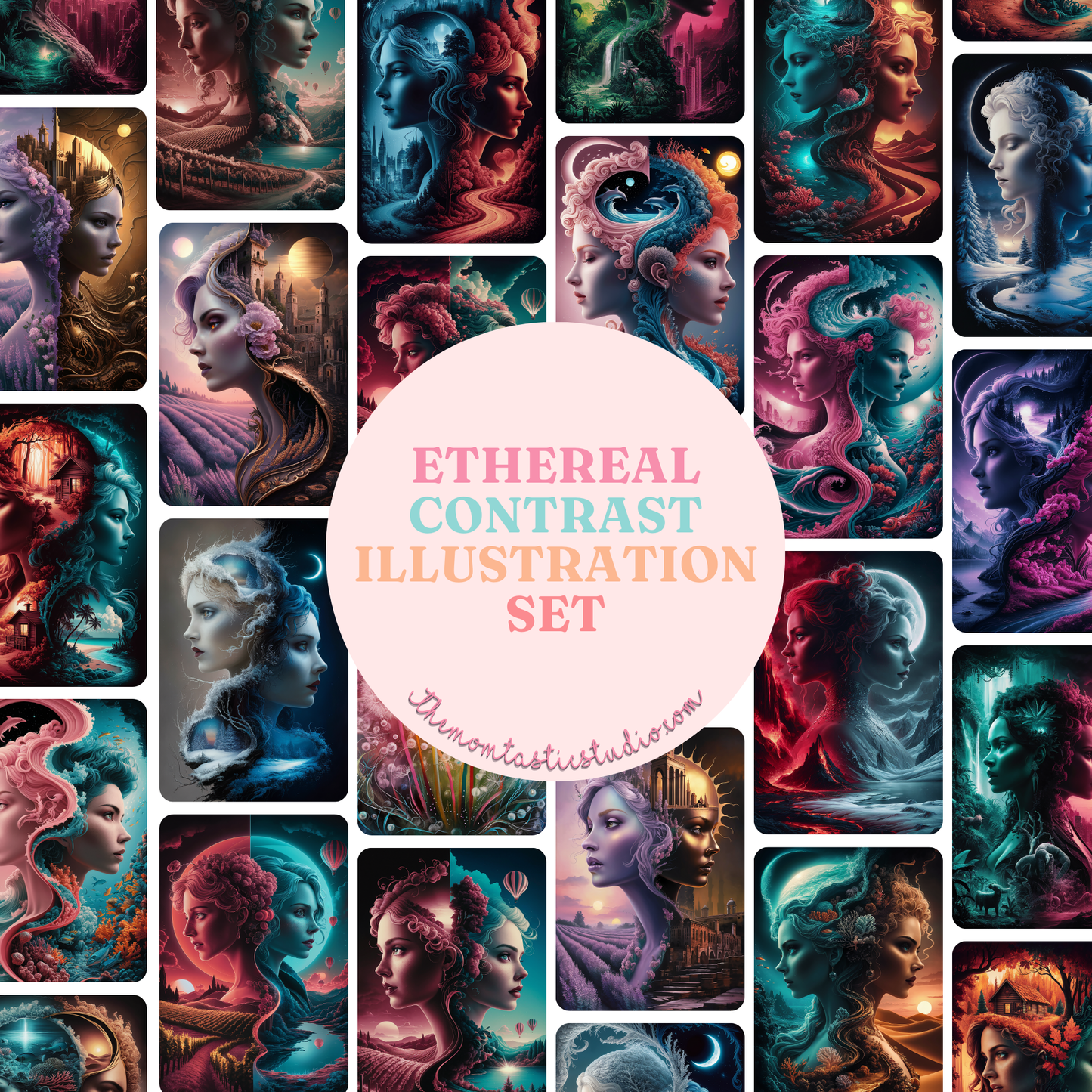 Ethereal Contrast Illustration - 300 DPI – Instant Download – Commercial Use