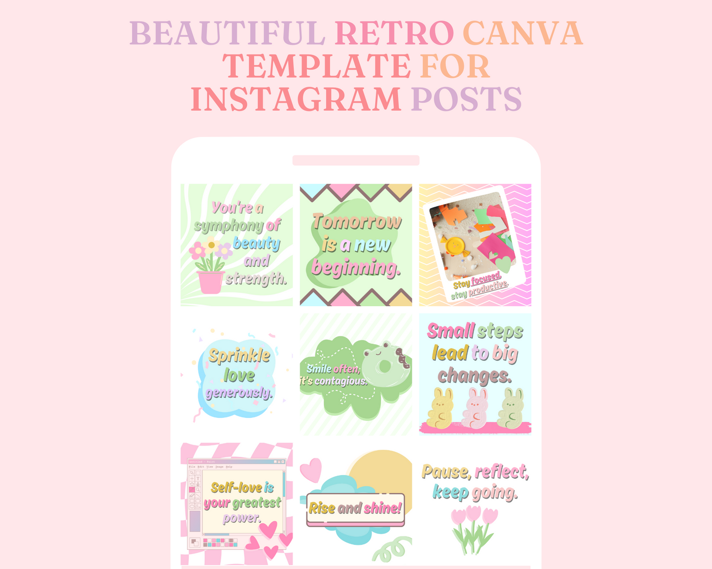 Retro Pastel Canva Template for Instagram Posts - 20 Pages