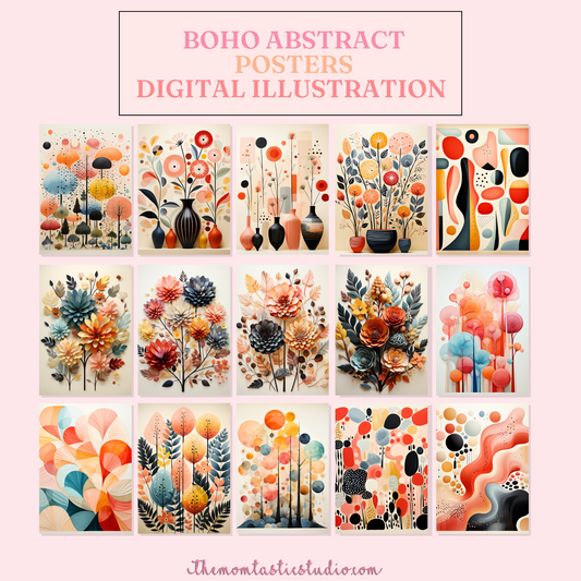 Boho Abstract Poster Digital Illustration 300DPI – Instant Download – Commercial Use