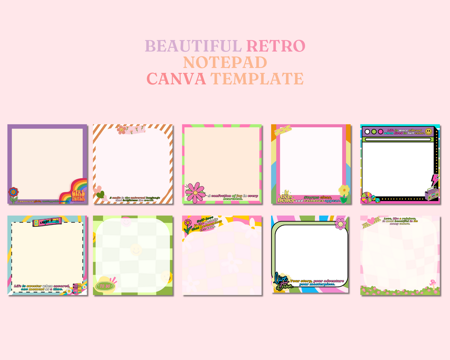 Retro Memo Pad – Canva Template (3.5x3.5 inches) – Instant Download –  Commercial Use