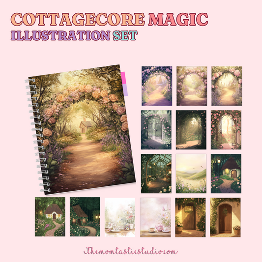 Cottagecore Magic Illustration Set - 300 DPI – Instant Download – (with PLR/Rights to Sell)