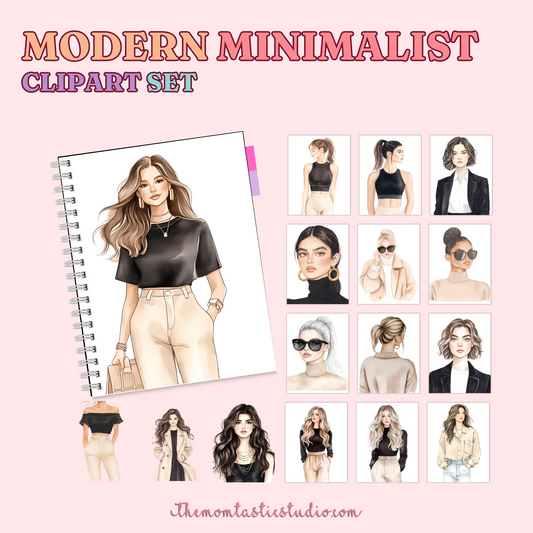 Modern Minimalist Clipart Set – Instant Download – 300 DPI - Commercial Use (Transparent PNG)