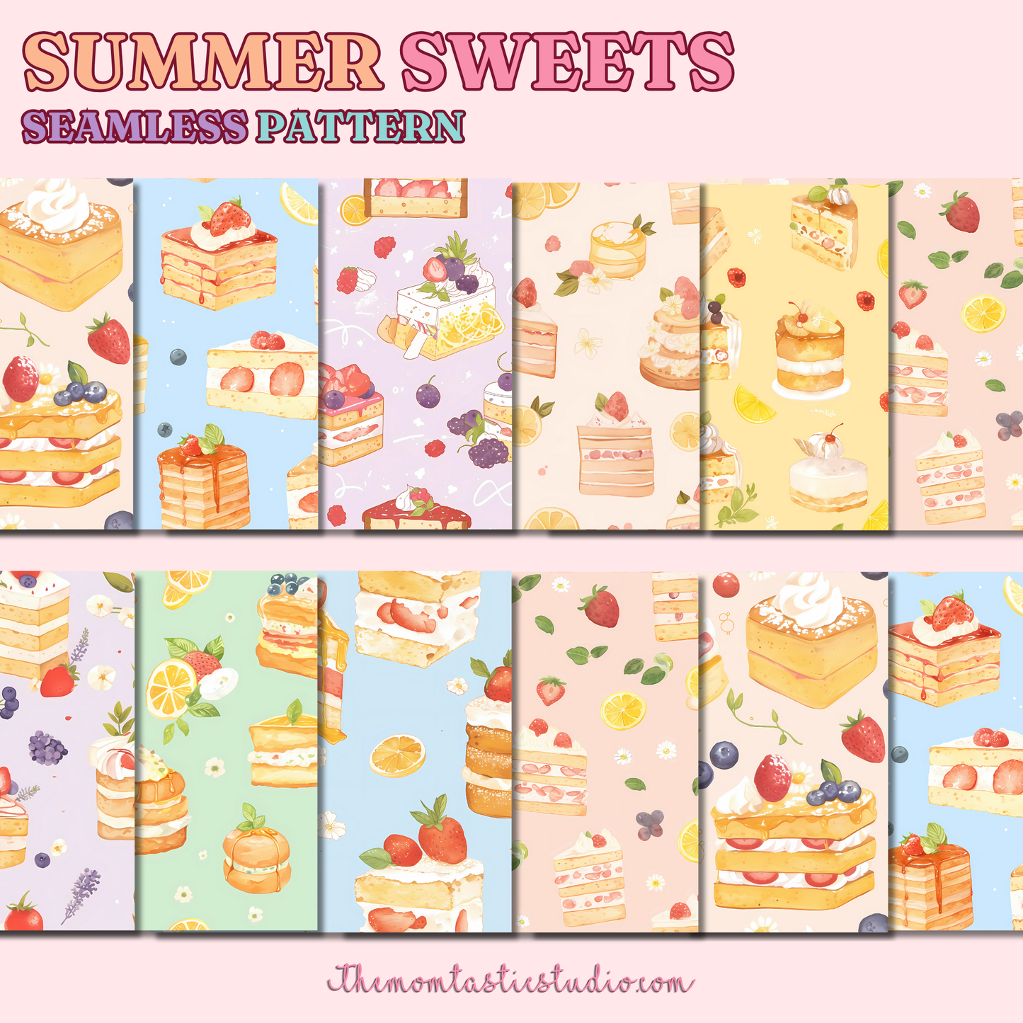 Summer Sweets Seamless Patterns for Commercial Use, Digital Paper - 300 DPI