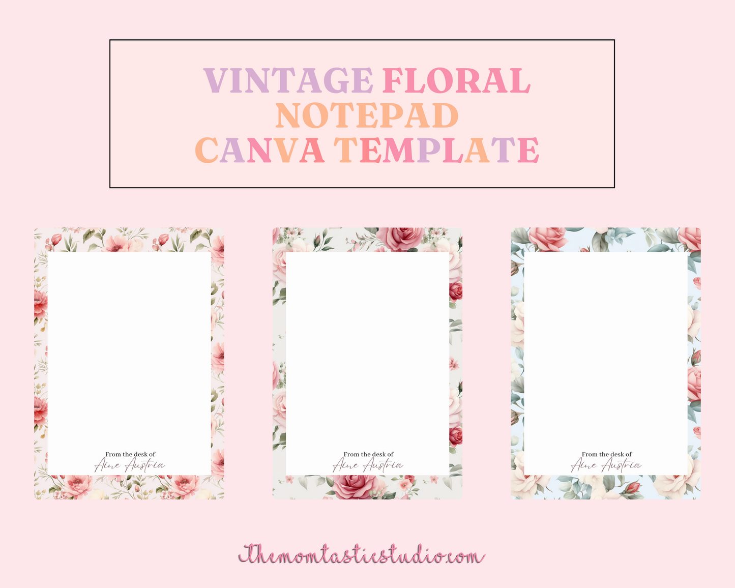 3x4" Vintage Floral Notepad Canva Template - 8 Pages - Commercial Use