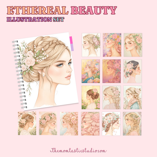 Ethereal Beauty Illustration Set - 300 DPI – Instant Download – Commercial Use