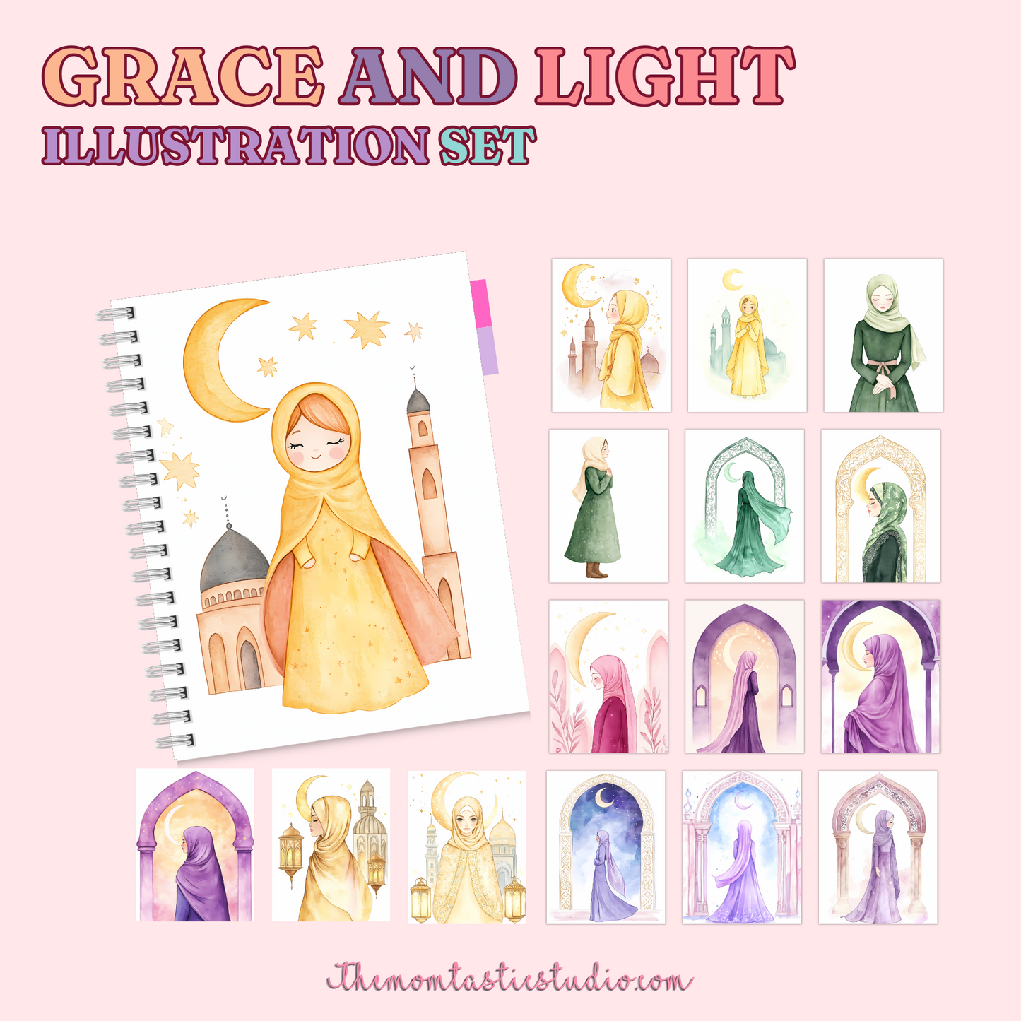 Grace and Light Illustration Set - 300 DPI – Instant Download – Commercial Use