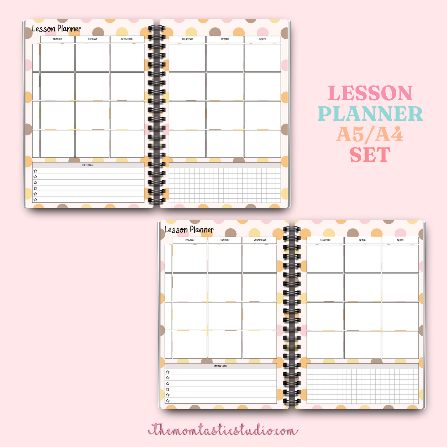 Lesson Planner Spread - PDF File Only (A5/A4) - Commercial Use