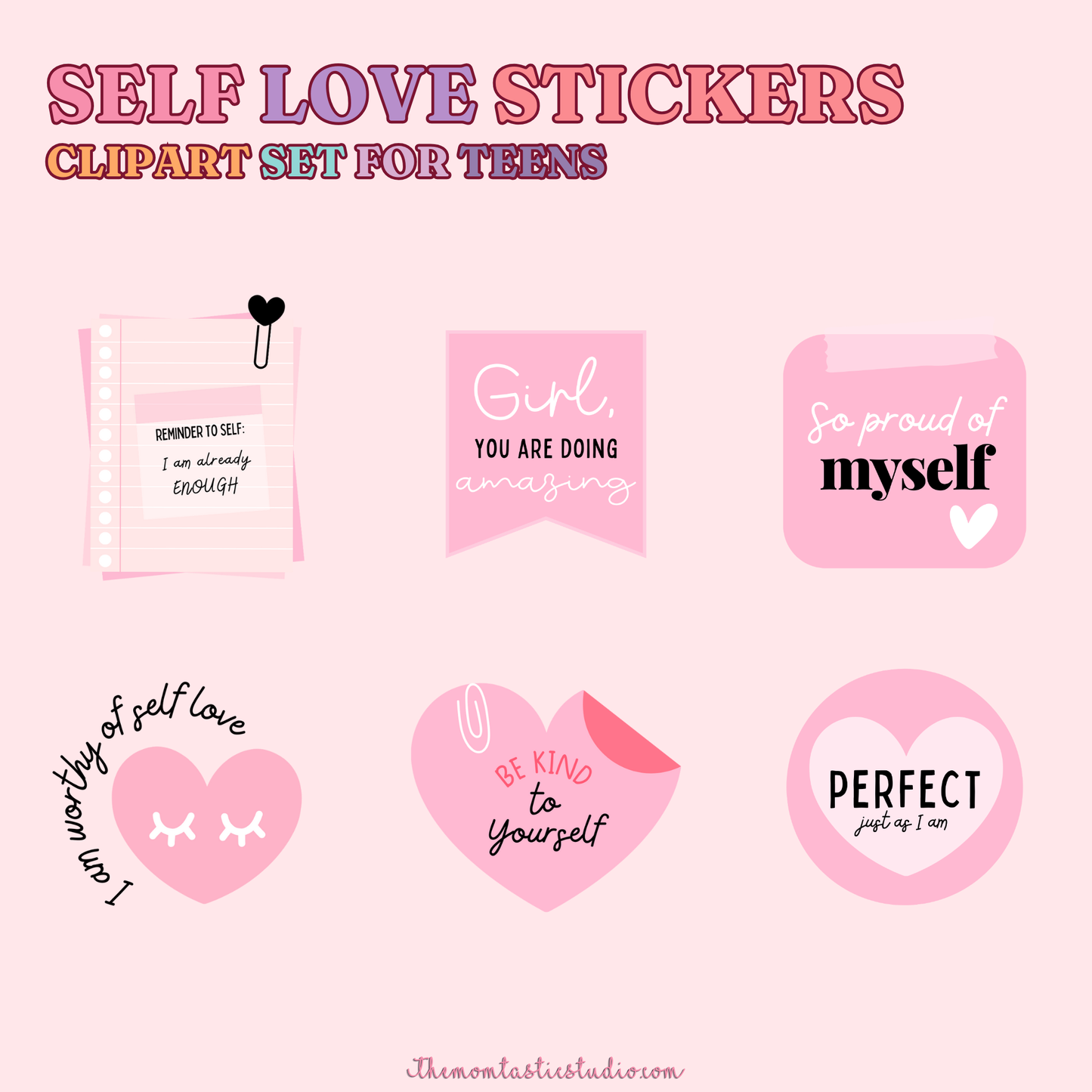 Self-Love Clipart Set for Teens - 300 DPI – Instant Download – Commercial Use (Transparent Files)