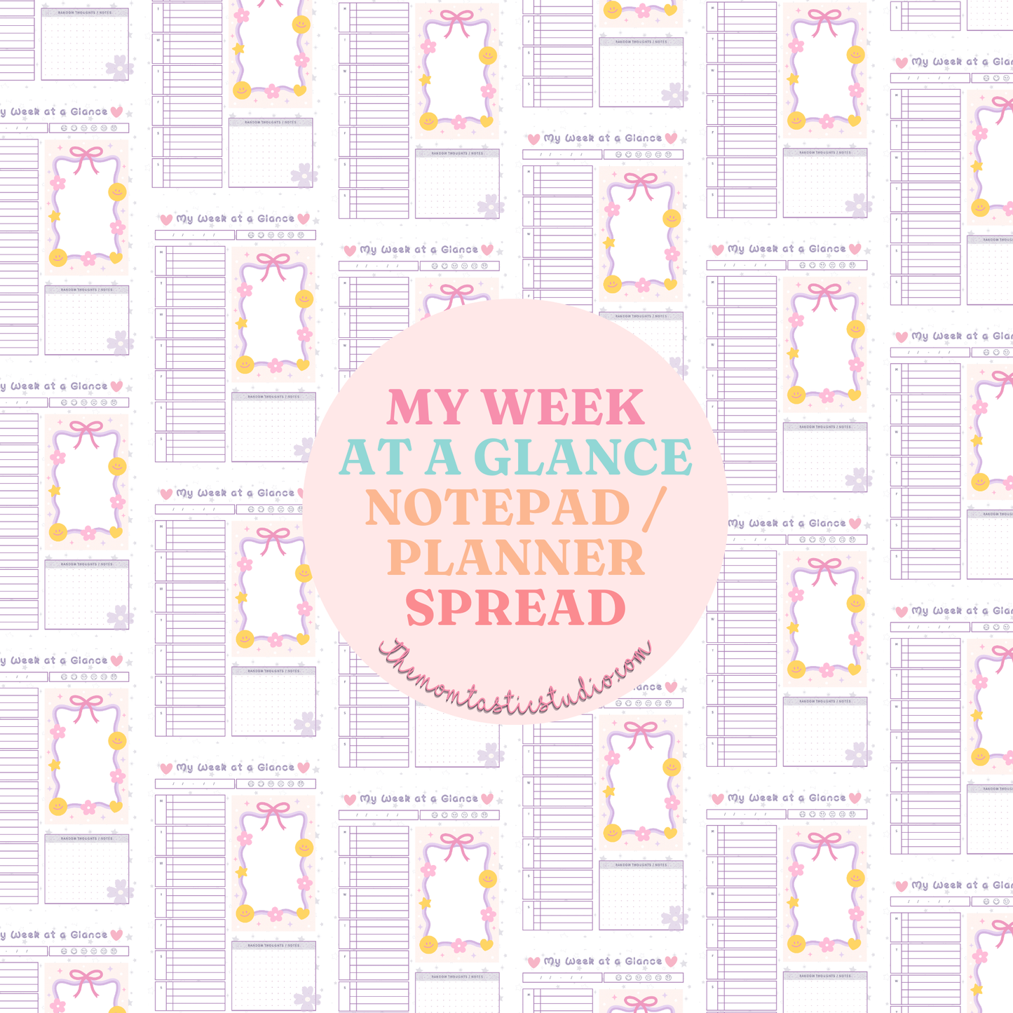 My Week at a Glance Notepad / Planner Spread - PDF File Only (A5/A4) - Commercial Use