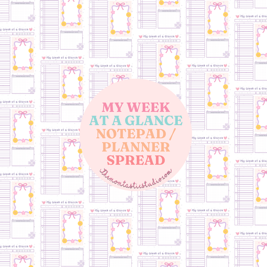 My Week at a Glance Notepad / Planner Spread - PDF File Only (A5/A4) - Commercial Use