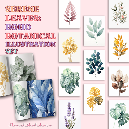 Serene Leaves Illustration Set - 300 DPI – Instant Download – Commercial Use