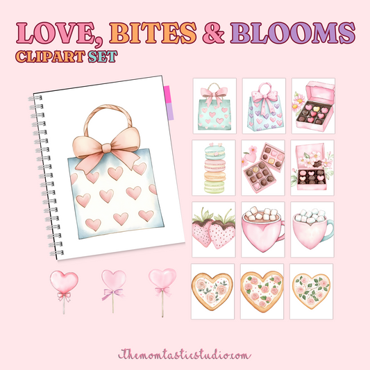 Love, Bites & Blooms Clipart Set - 300 DPI – Instant Download – Commercial Use (Transparent Files)