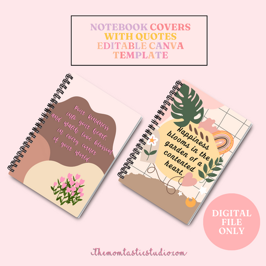 Notebook Covers with Quotes – Instant Download – Canva Editable - Notebook Cover - Commercial Use