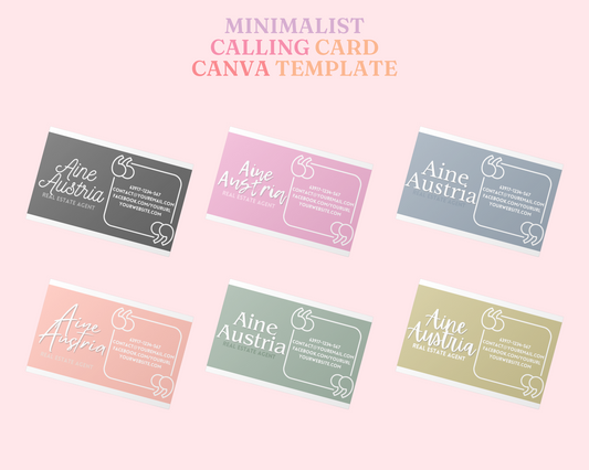 Minimalist Calling Card Card Canva Editable Template
