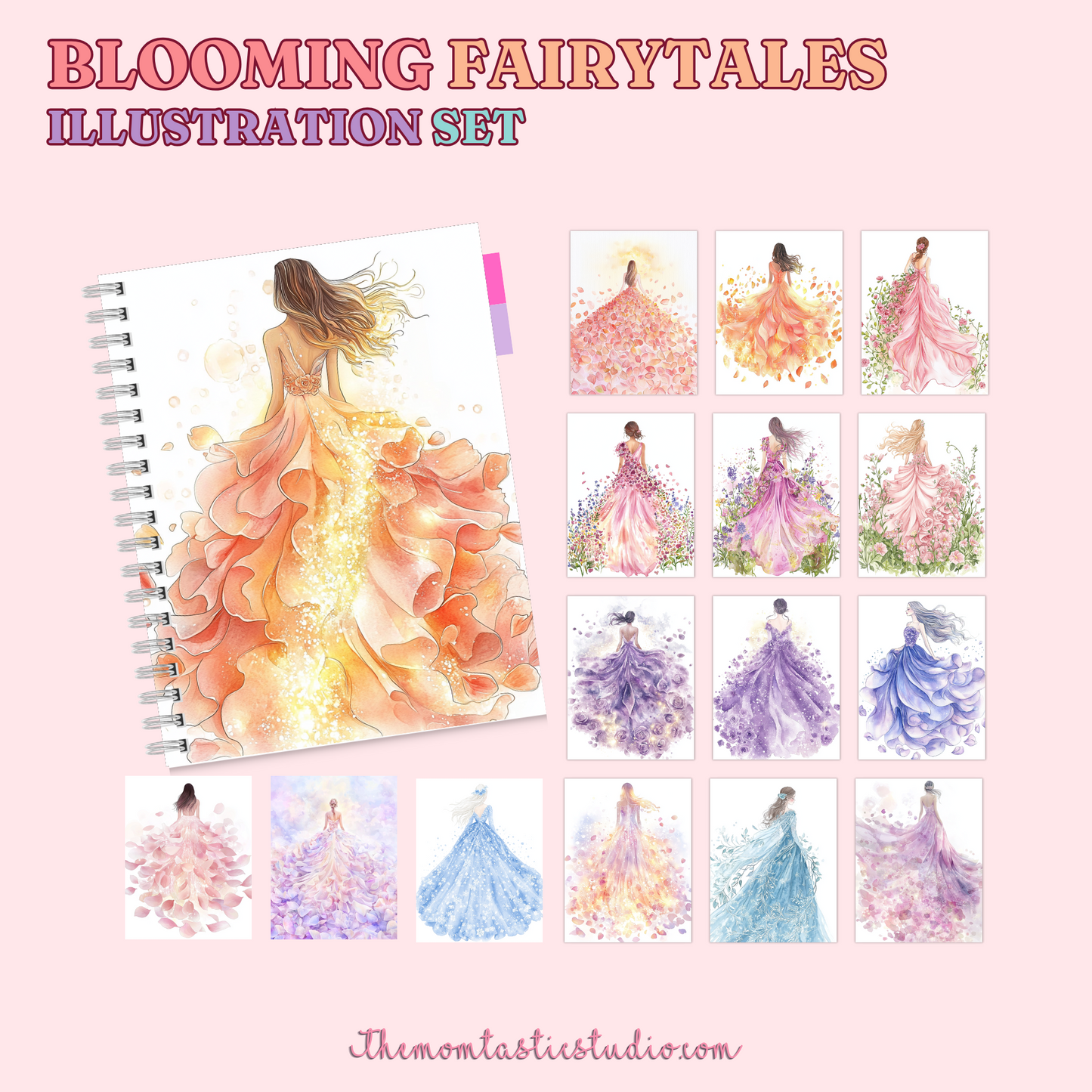 Blooming Fairytales Illustration Set - 300 DPI – Instant Download – Commercial Use