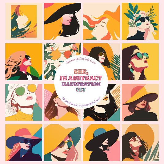 She, in Abstract Illustration Set - 300 DPI – Instant Download – Commercial Use