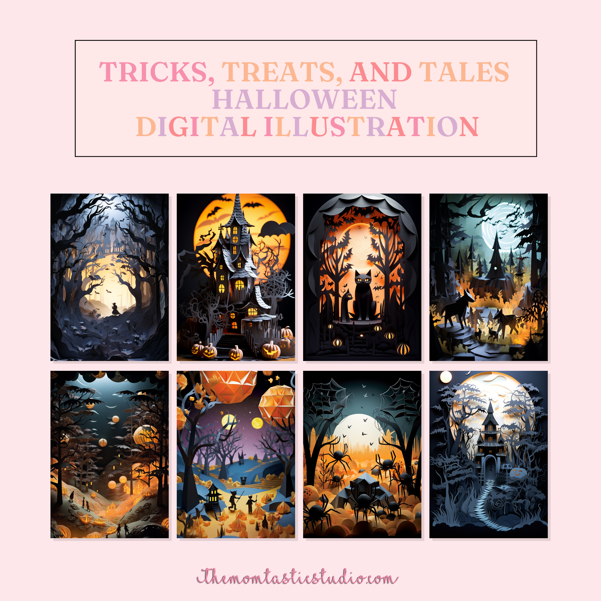 Tricks, Treats and Tales - Halloween Digital Illustration  Commercial 