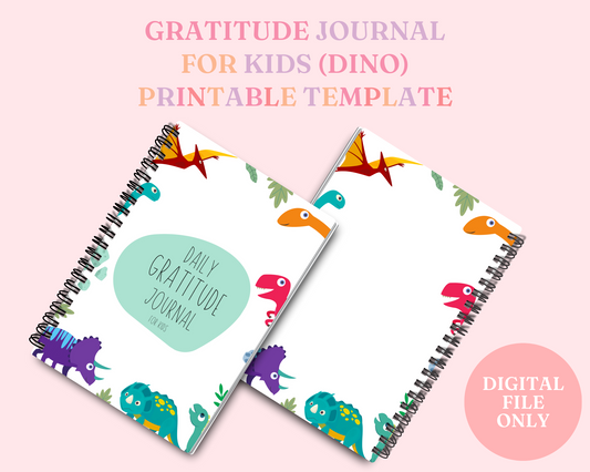 Gratitude Journal for Kids - Dino - Printable Template - A4 - PDF File - Commercial License - Reseller Rights