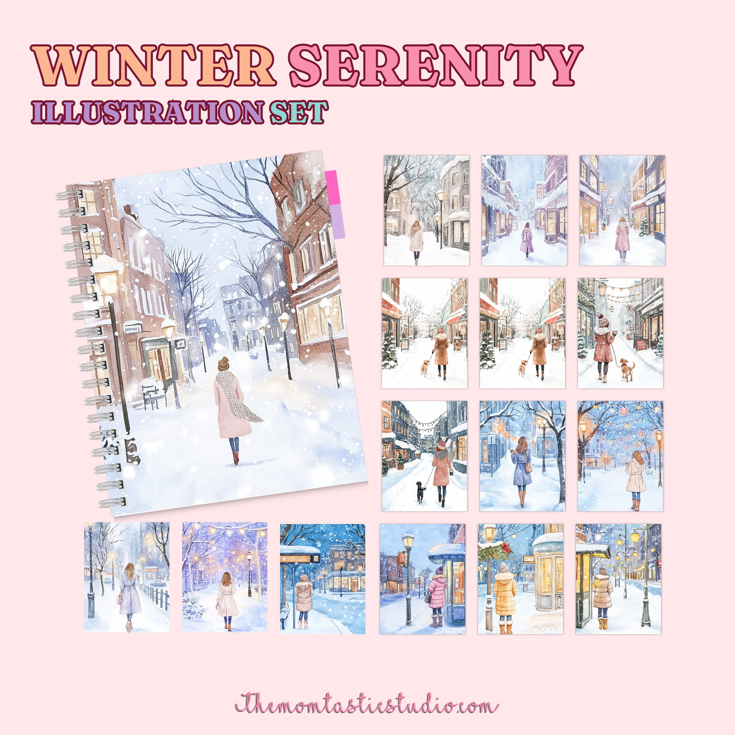 Winter Serenity Digital Illustration Set - 300 DPI – Instant Download – Commercial Use