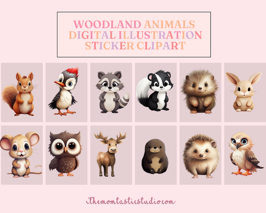 Cute Woodland Animals – High-Quality PNG - Transparent Background - Commercial Use
