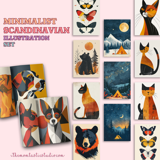 Scandinavian Minimalist Art Prints Illustration Set - 300 DPI – Instant Download – Commercial Use