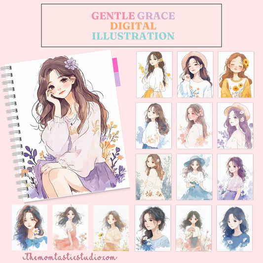 Gentle Grace Illustration - 300 DPI – Instant Download – Commercial Use