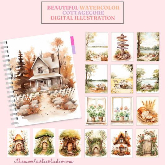 Beautiful Watercolor Cottagecore Illustration 300DPI – Instant Download – Commercial Use