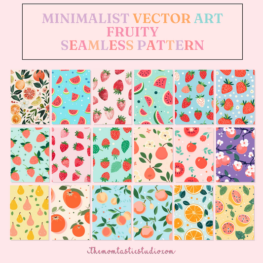 Minimalist Vector Fruity Art Seamless Pattern | Gift Wrappers | Digital Paper | Commercial Use