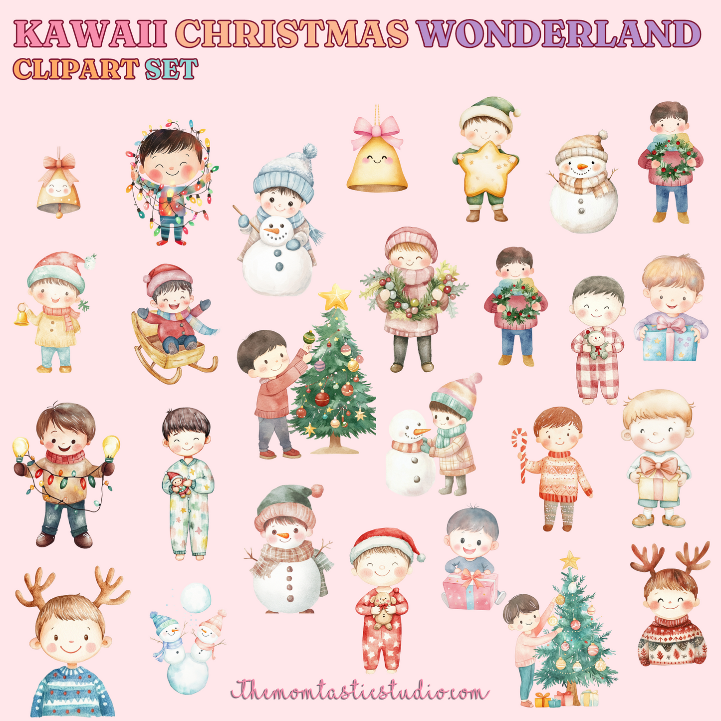 Kawaii Christmas Wonderland Clipart Set - 300 DPI – Instant Download – Commercial Use (Transparent Files)