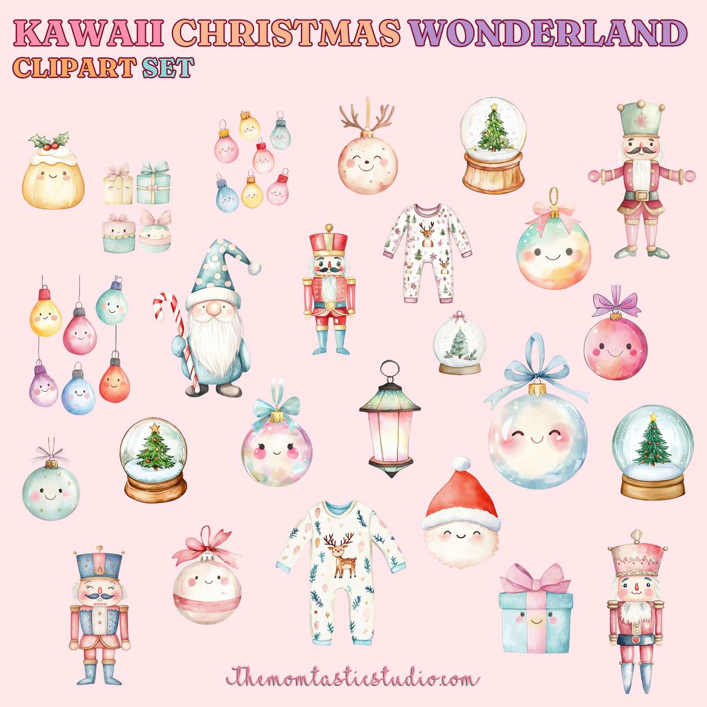 Kawaii Christmas Wonderland Clipart Set - 300 DPI – Instant Download – Commercial Use (Transparent Files)