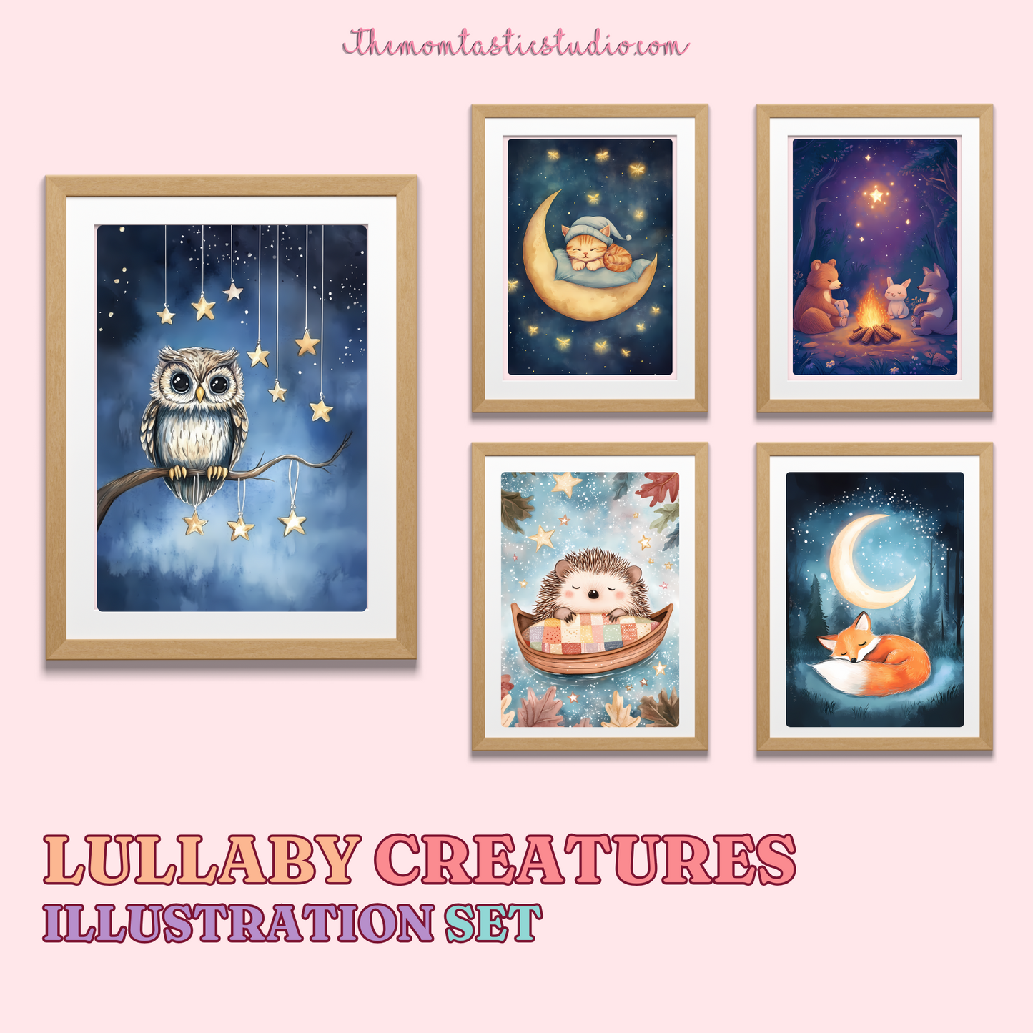 Lullaby Creatures Illustration Set - 300 DPI – Instant Download – Commercial Use