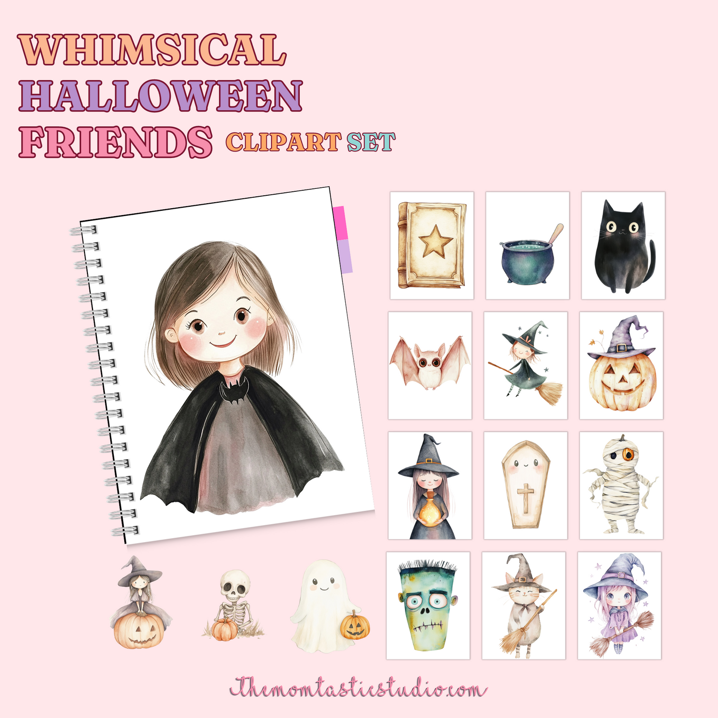 Whimsical Halloween Friends - 300 DPI – Instant Download – Commercial Use (Transparent Files)