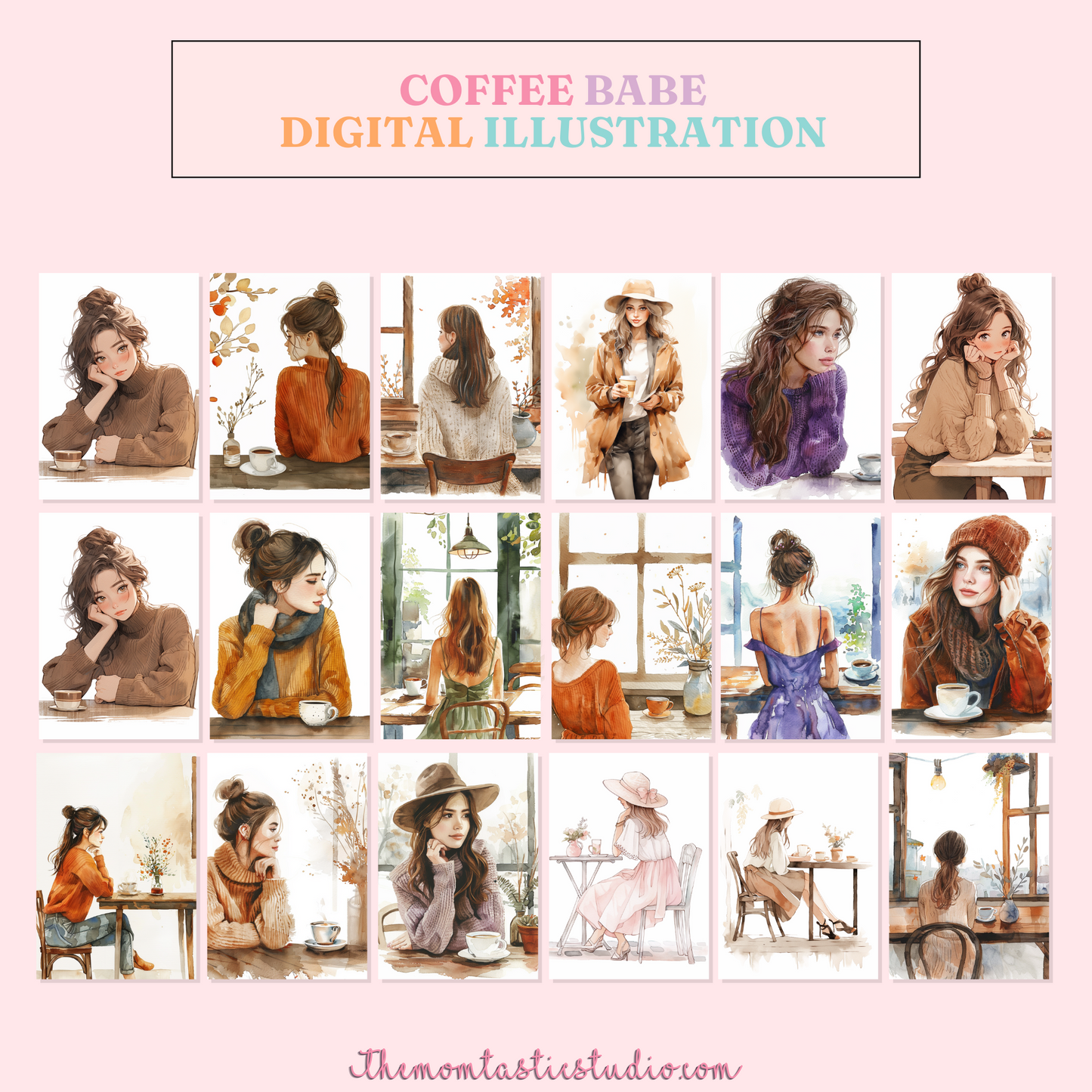 Coffee Babe Digital Illustration – Instant Download – Commercial Use (Copy)