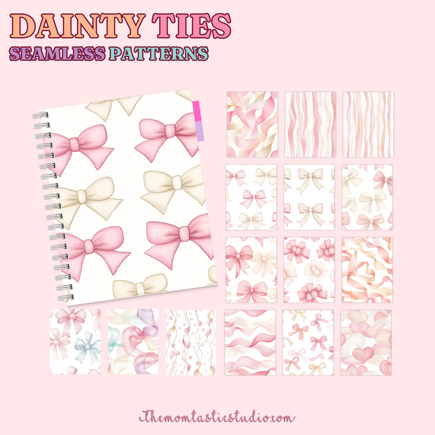 Dainty Ties Seamless Patterns for Commercial Use, Digital Paper - 300 DPI