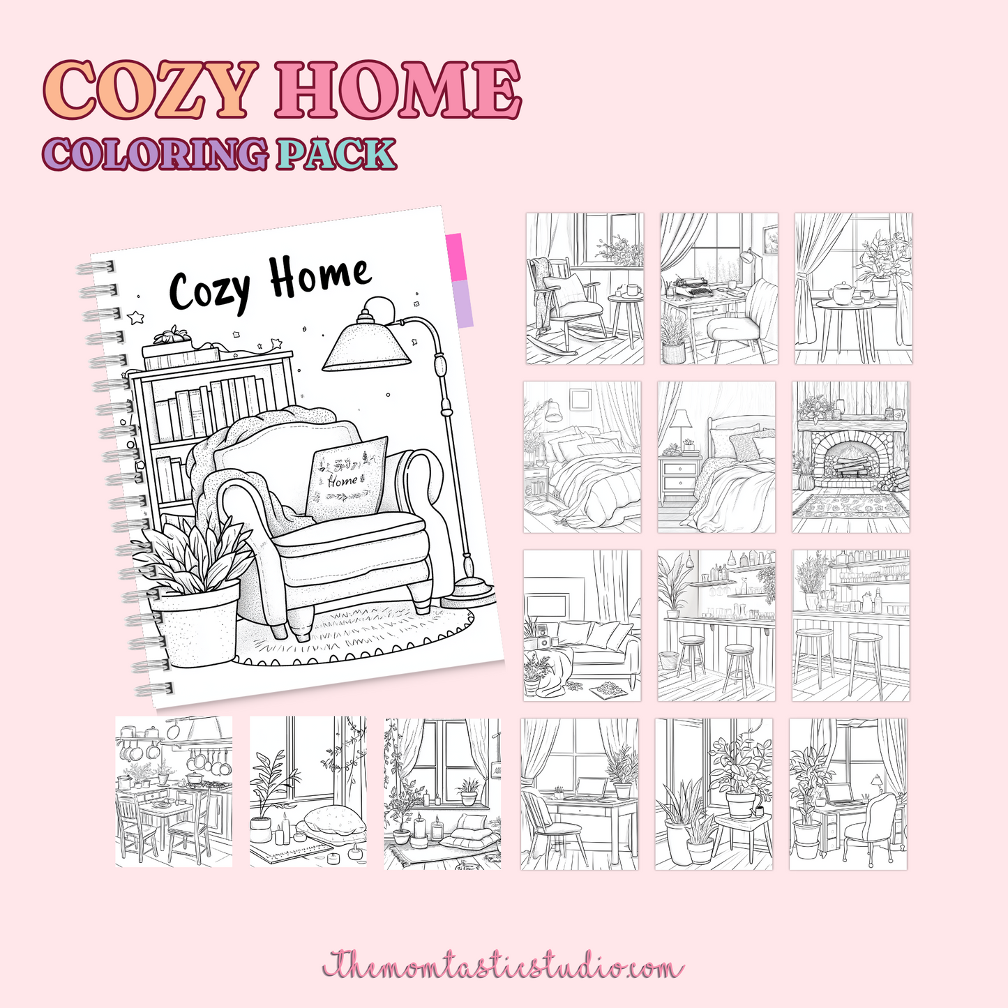 Cozy Home Coloring Pack – Digital Template –  Commercial Use