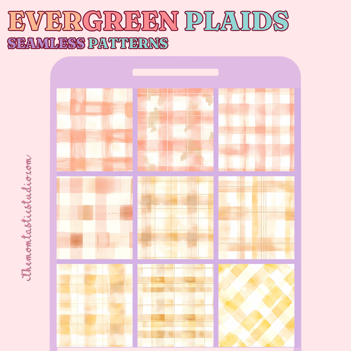 Evergreen Plaids Seamless Patterns for Commercial Use, Digital Paper - 300 DPI