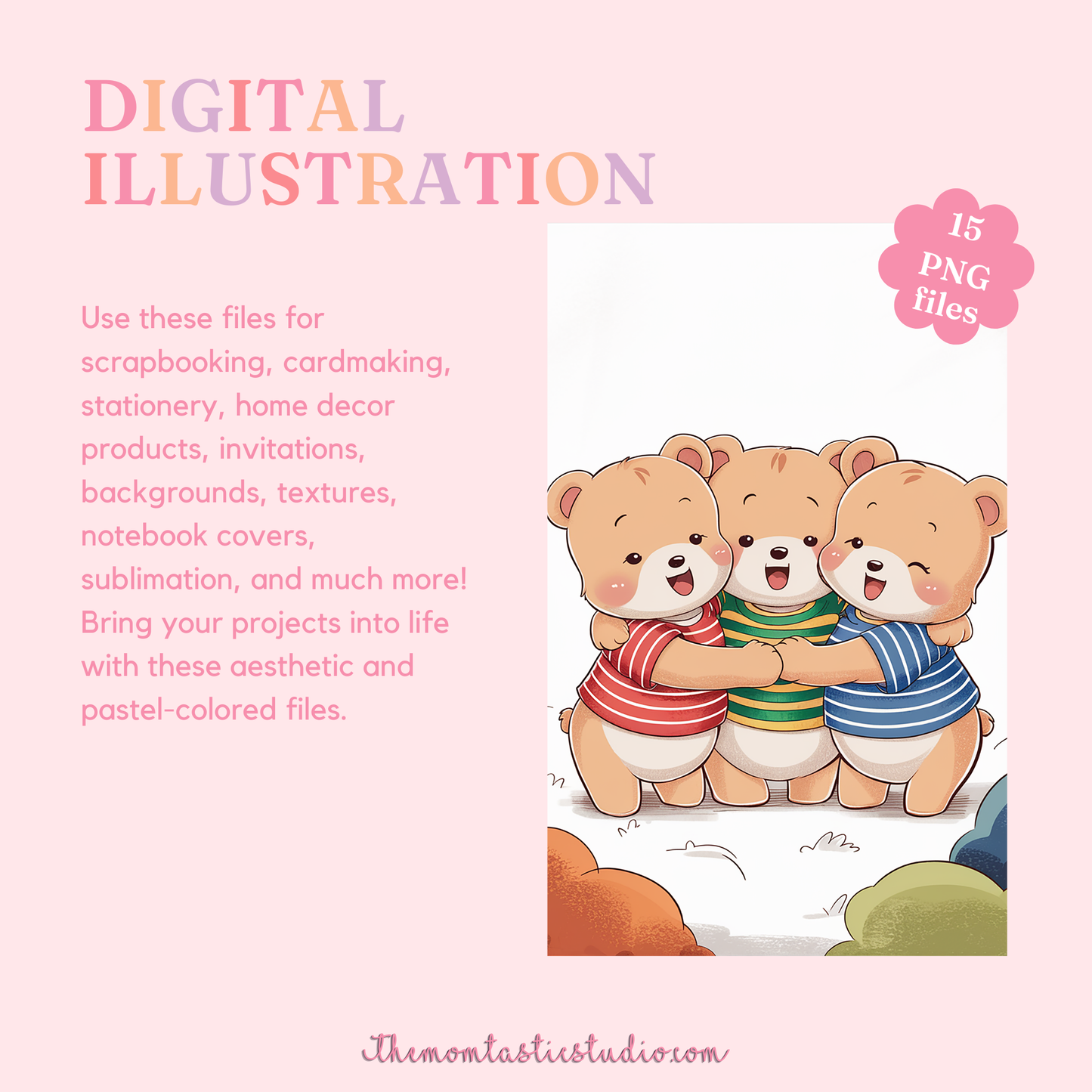 You're Beary Loved Illustration - 300 DPI – Instant Download – Commercial Use