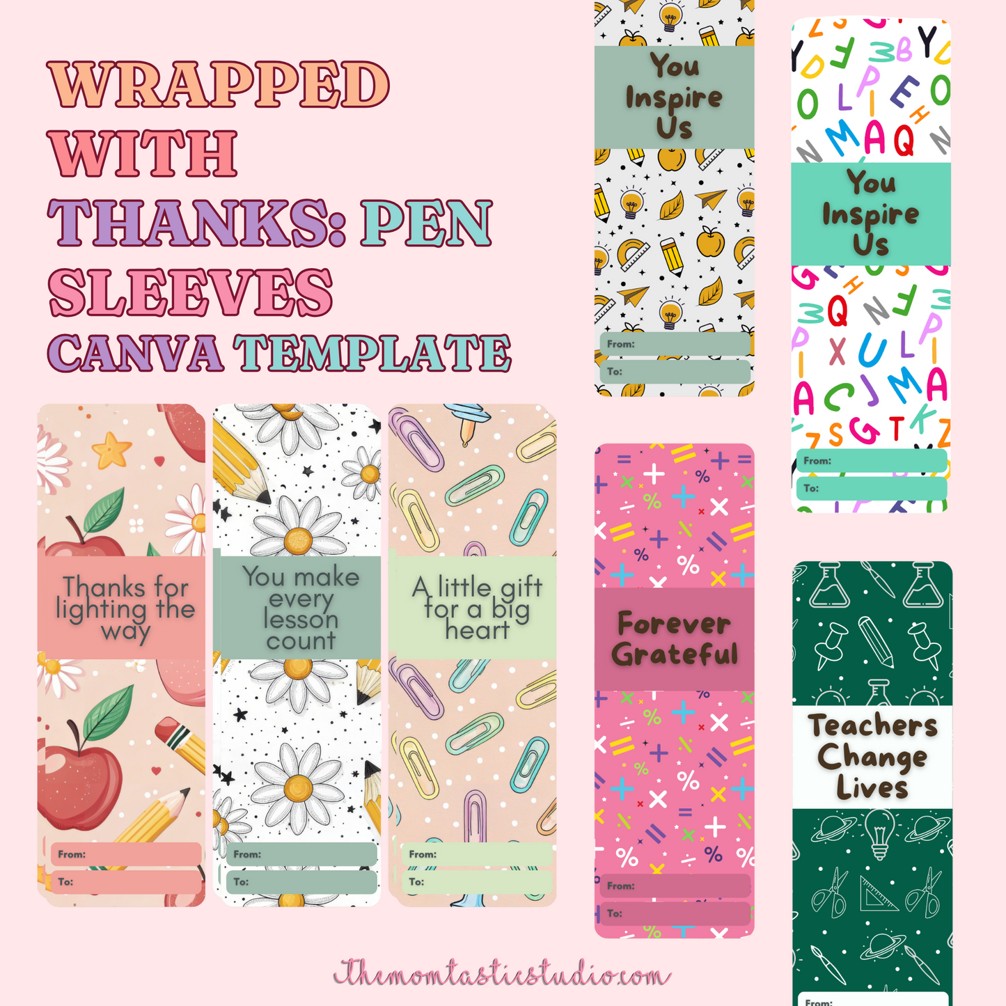 Wrapped with Thanks Pen Sleeves - Canva Editable Template - Commercial Use