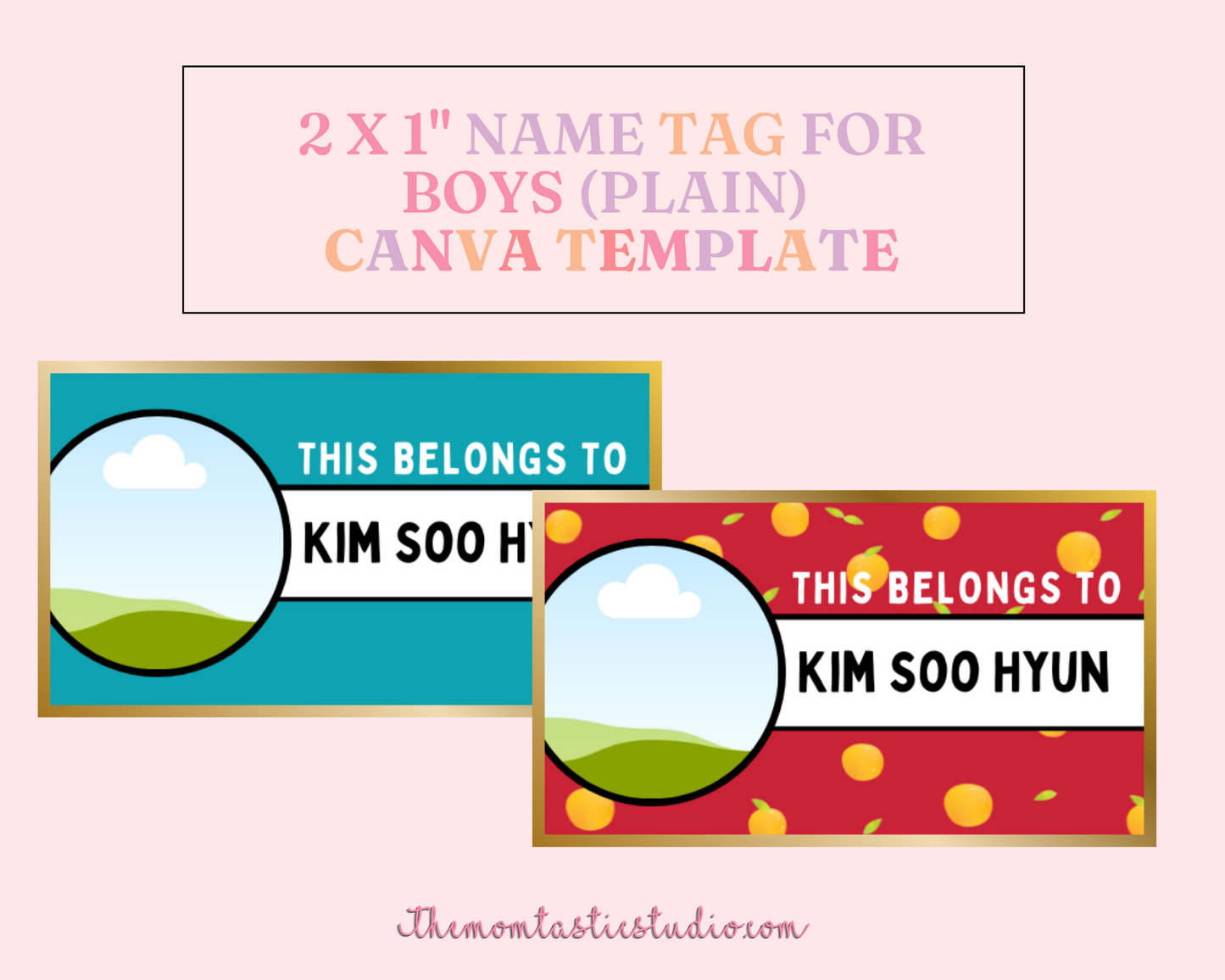 Printable Name Tag Labels for Boys – Instant Download – Canva Editable - Commercial Use