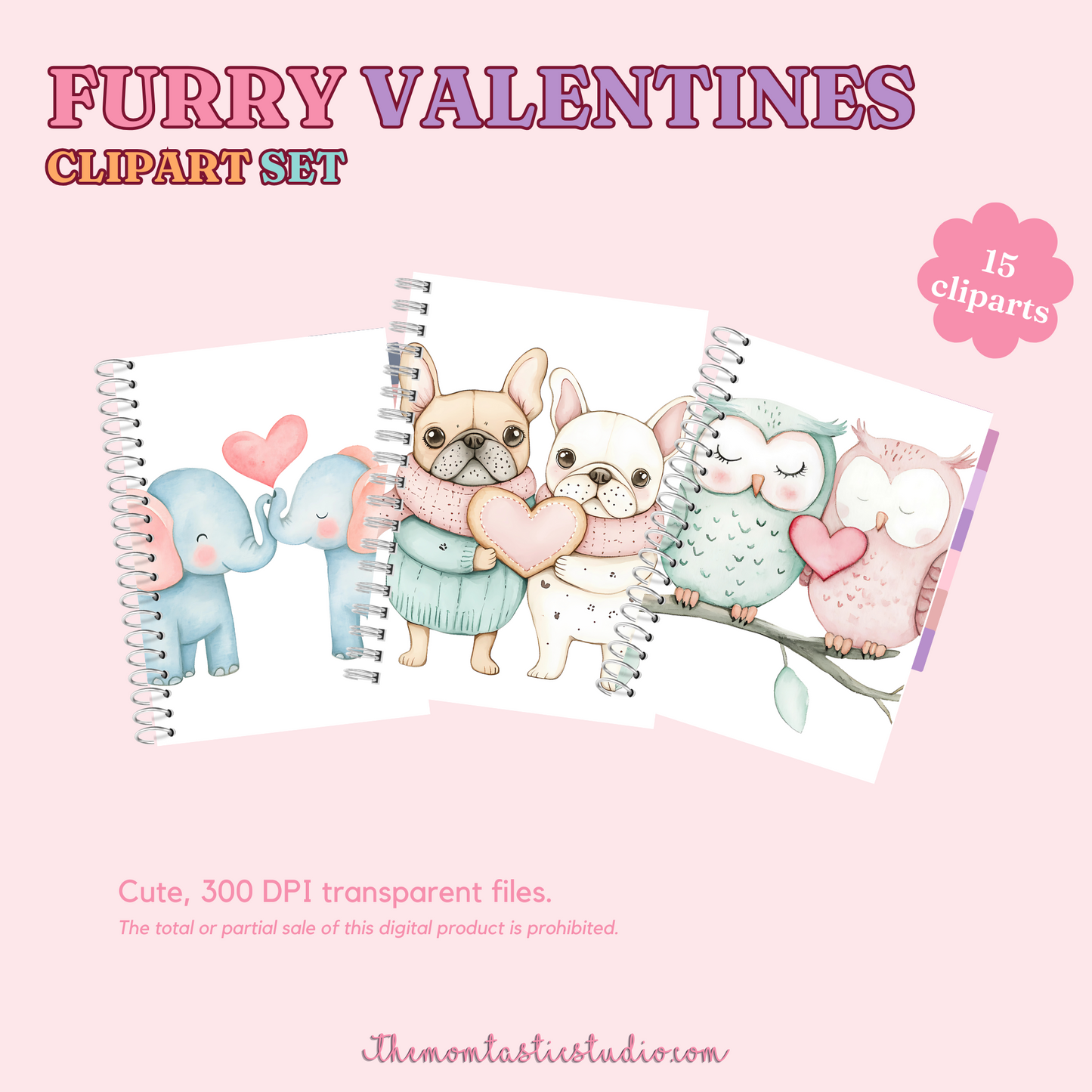 Furry Valentines Clipart Set - 300 DPI – Instant Download – Commercial Use (Transparent Files)