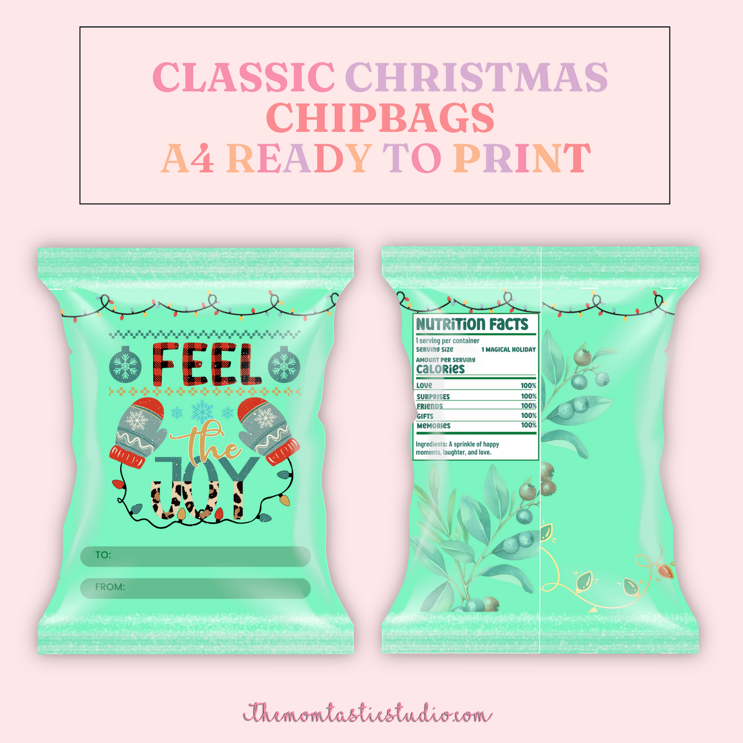 Classic Christmas Day Chip Bag Template – A4 Size – PDF - Canva Template